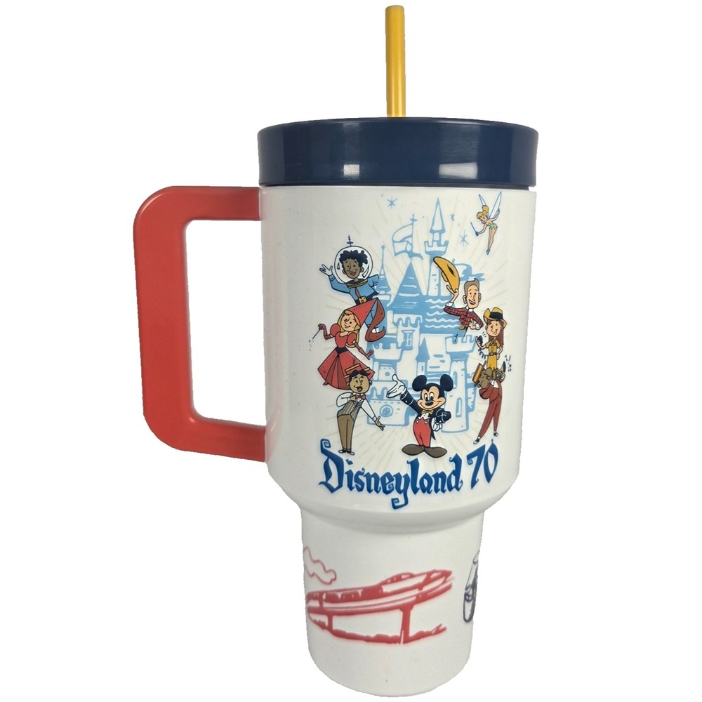 Disney Disneyland 70th Anniversary Tumbler Mickey Mouse 34.5 Oz White New Retro